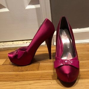 Paris Hilton's Vee Fuchsia Satin Heel